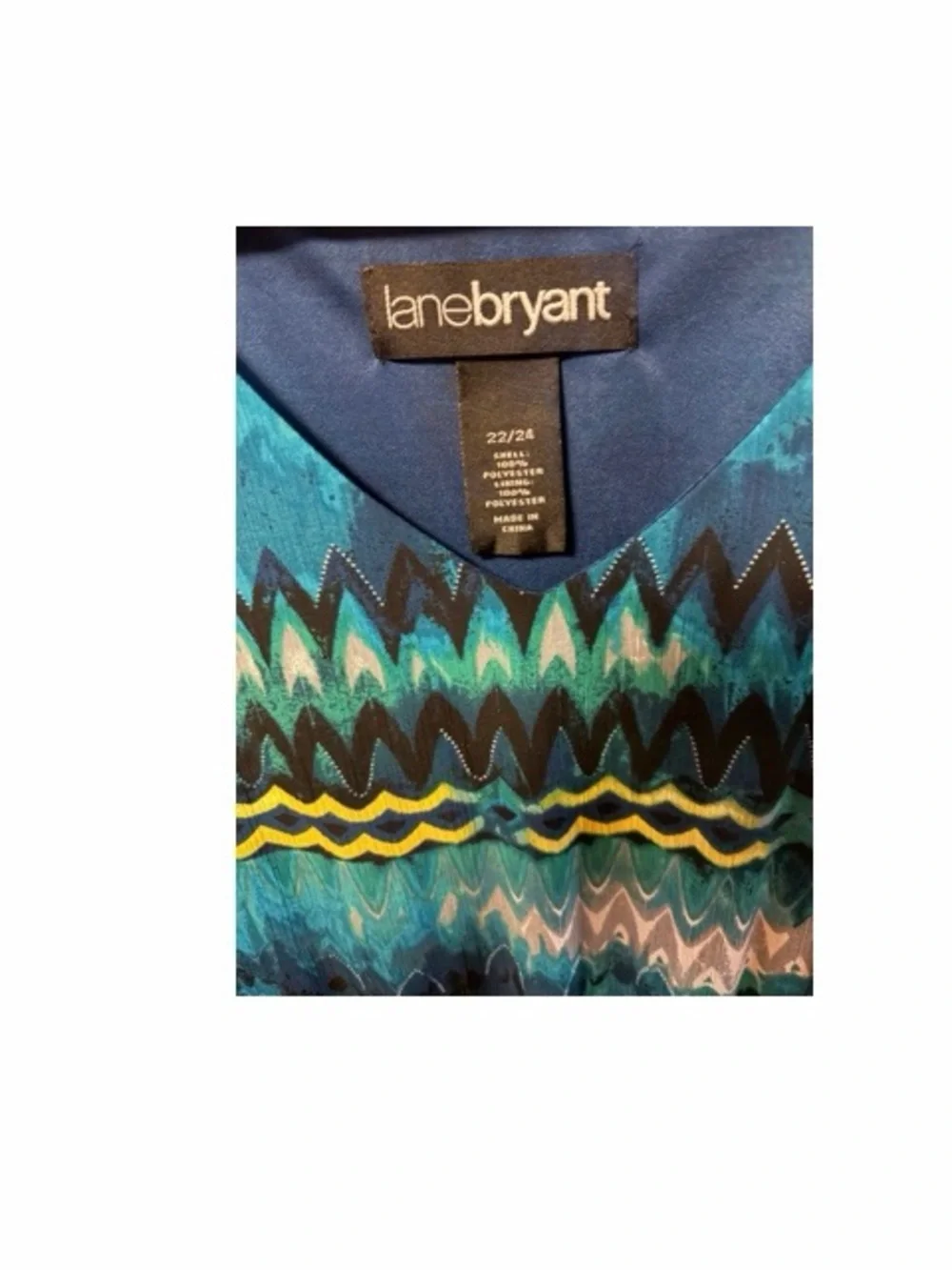 Lane Bryant Blue Teal Abstract Print Pleated Dress - Picture 5 of 6